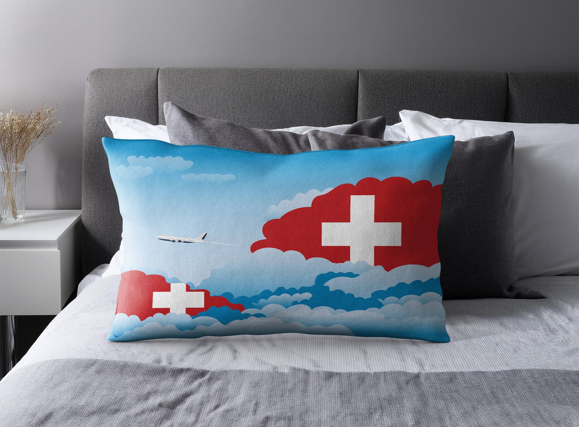 Switzerland Day Clouds Pillow Case