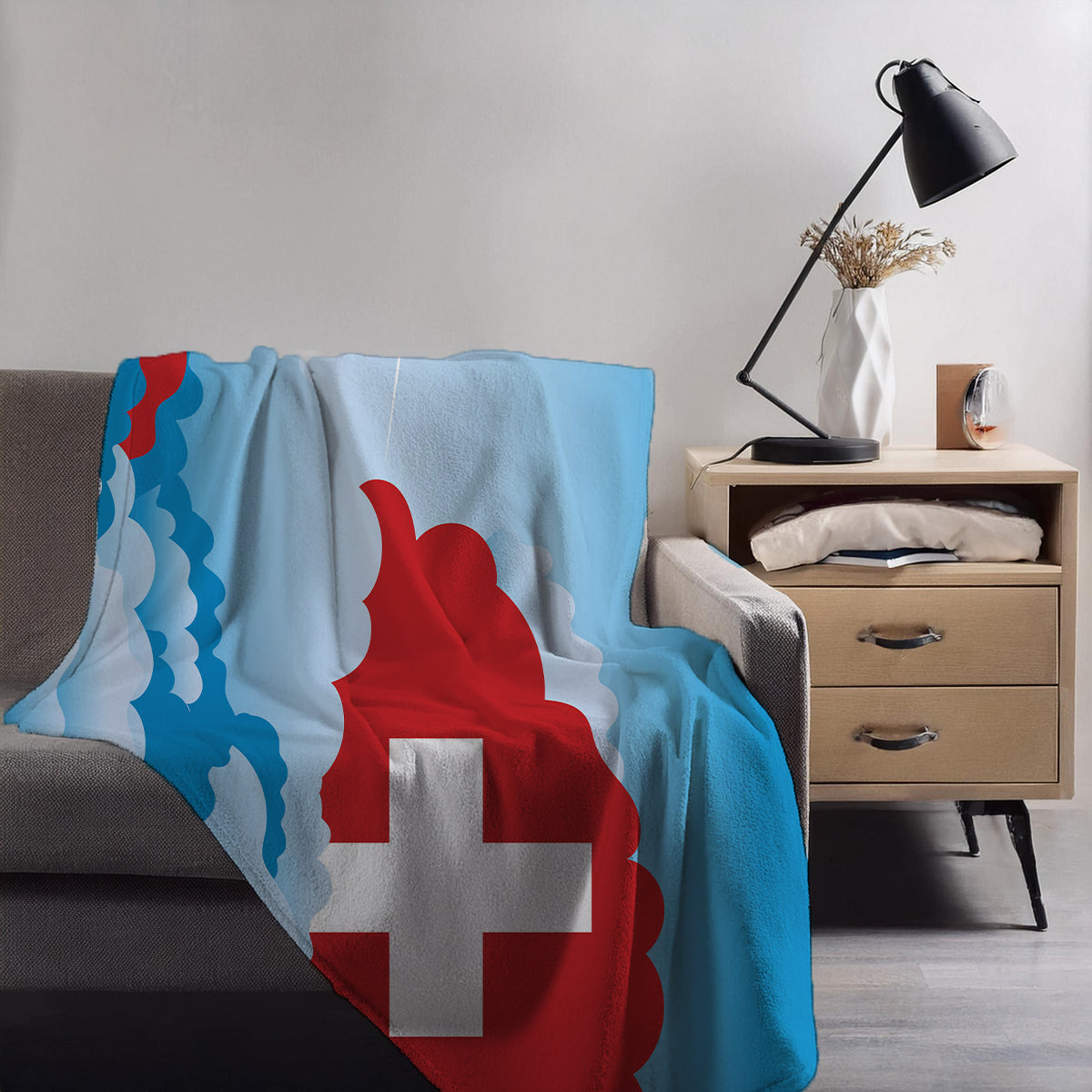 Switzerland Day Clouds Blanket Throw